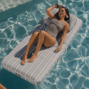 Blue Striped Flat Fabric Lounger Pool Float